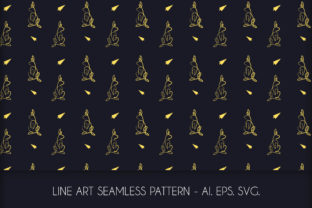 Line Art Rabbit Seamless Pattern for Crafting and Graphics